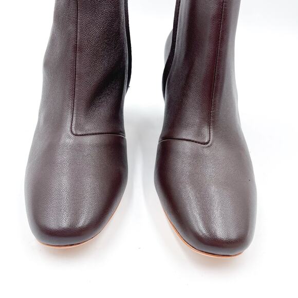 Loeffler Randall Elise Bootie Stretch Chocolate Brown Leather Block Heel Sz 5.5 - Picture 5 of 11